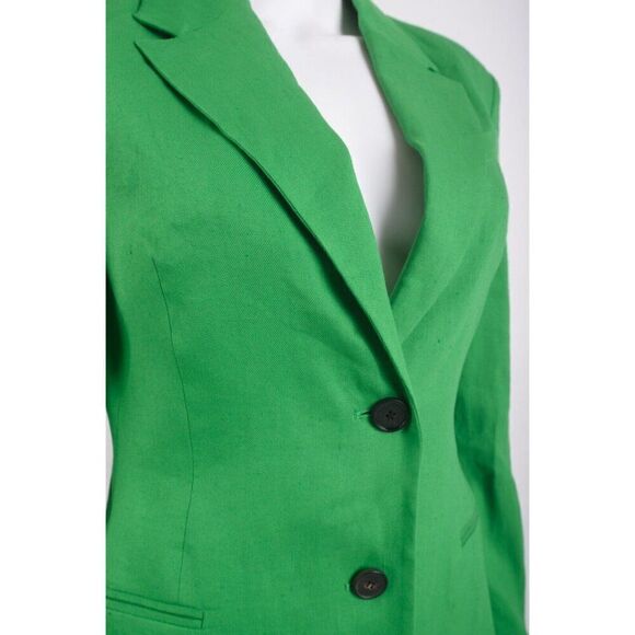 FRAME Womans Suit Jacket Blazer Size 2 Green Linen Blend The Femme Blazer NWT - Picture 3 of 6